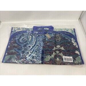 Chico's Garment Bag Blue Muti Paisley Full Zip Handle Hanging Loop Ret. $49
